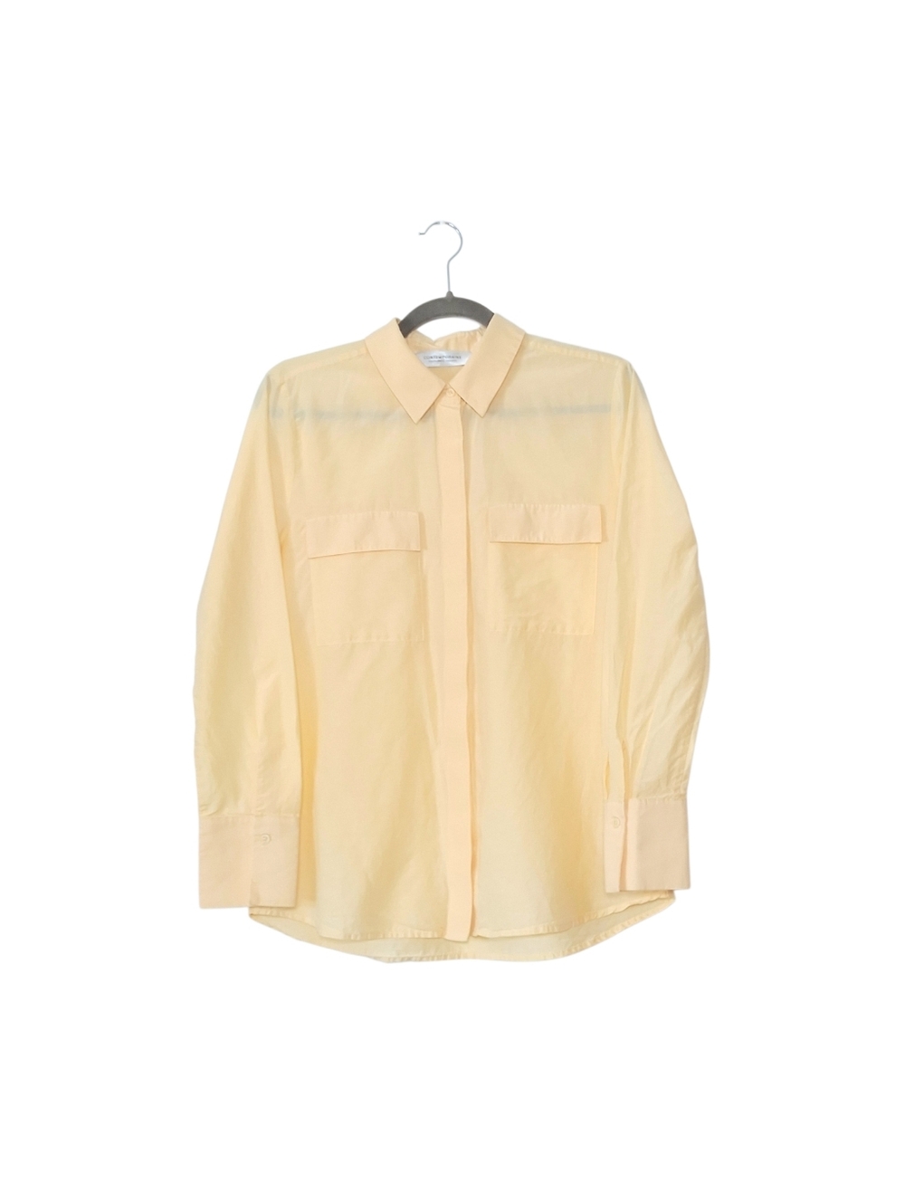 Simons Button Down Shirt Light Yellow Cotton & Silk Blend Size M